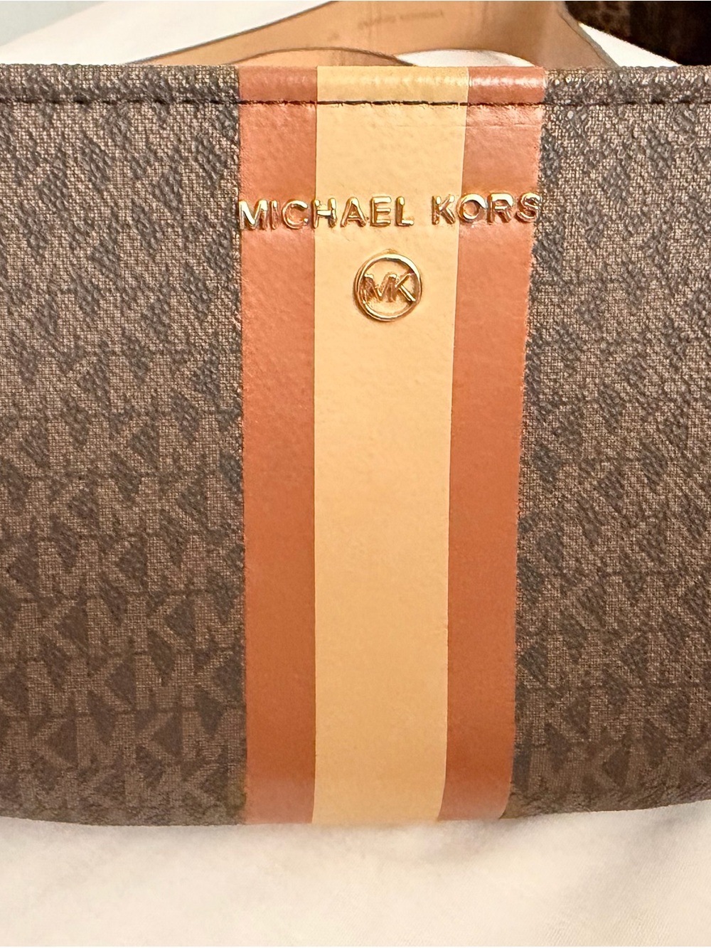 Michael Kors woman’s brown waist  Bag with Tan & Cream Stripe